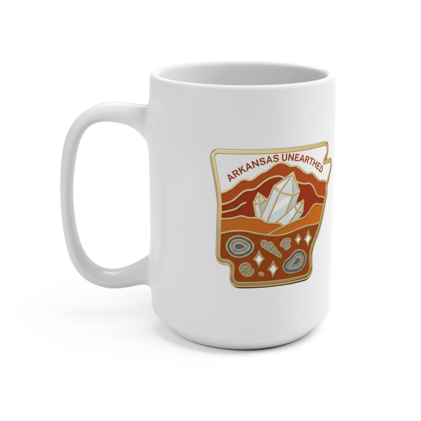 Arkansas Unearthed Ceramic Mug — Classic "Digging the Natural State" Coffee Cup