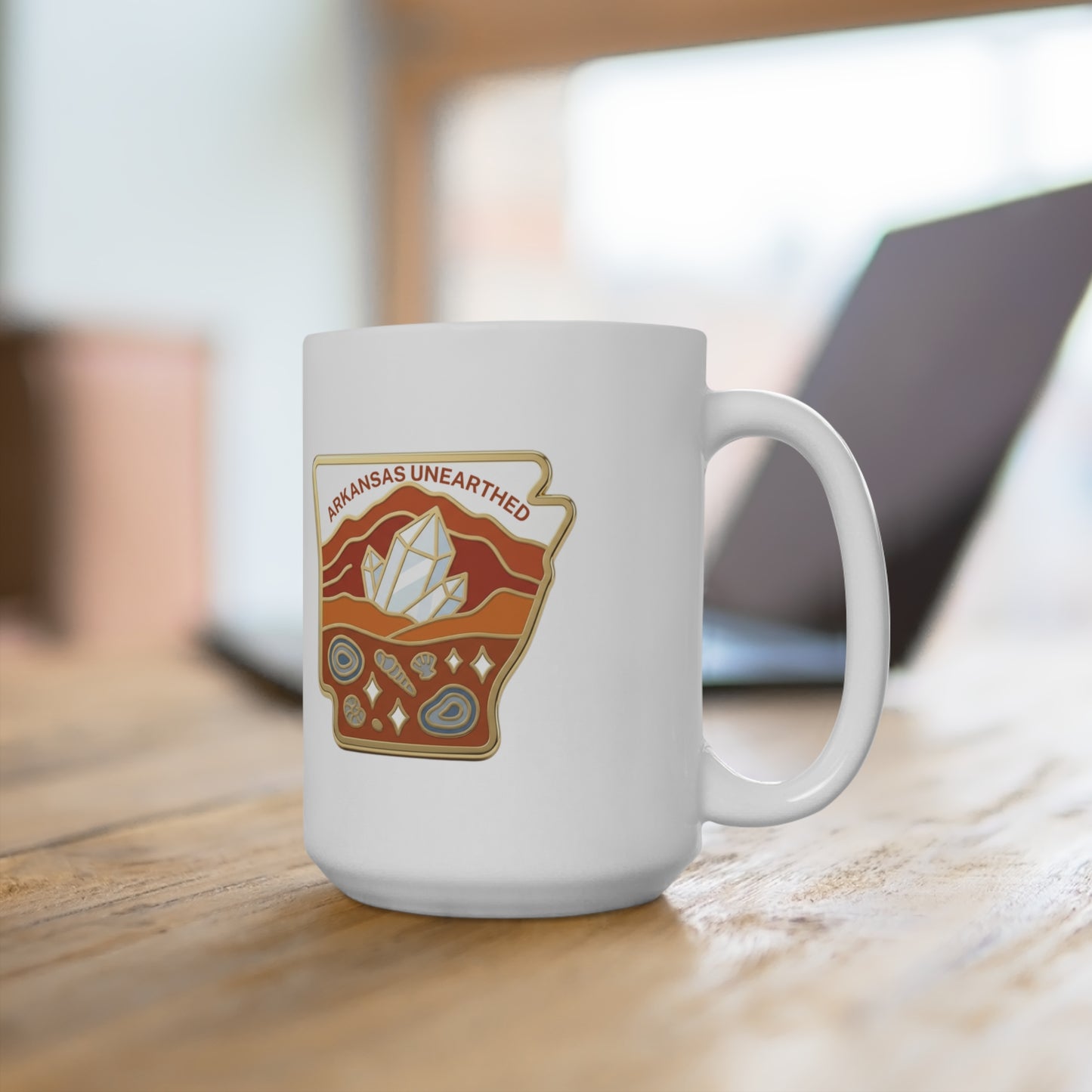 Arkansas Unearthed Ceramic Mug — Classic "Digging the Natural State" Coffee Cup